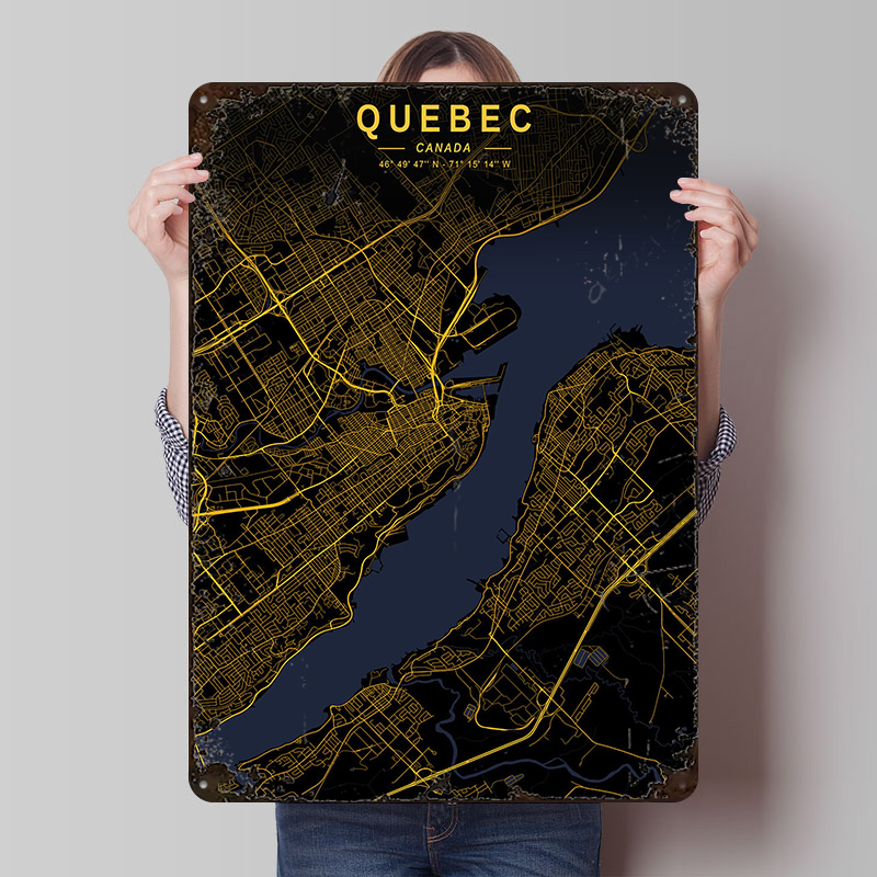 Retro Gaming Quebec - Quebec Golden Map Poster Customized Vintage