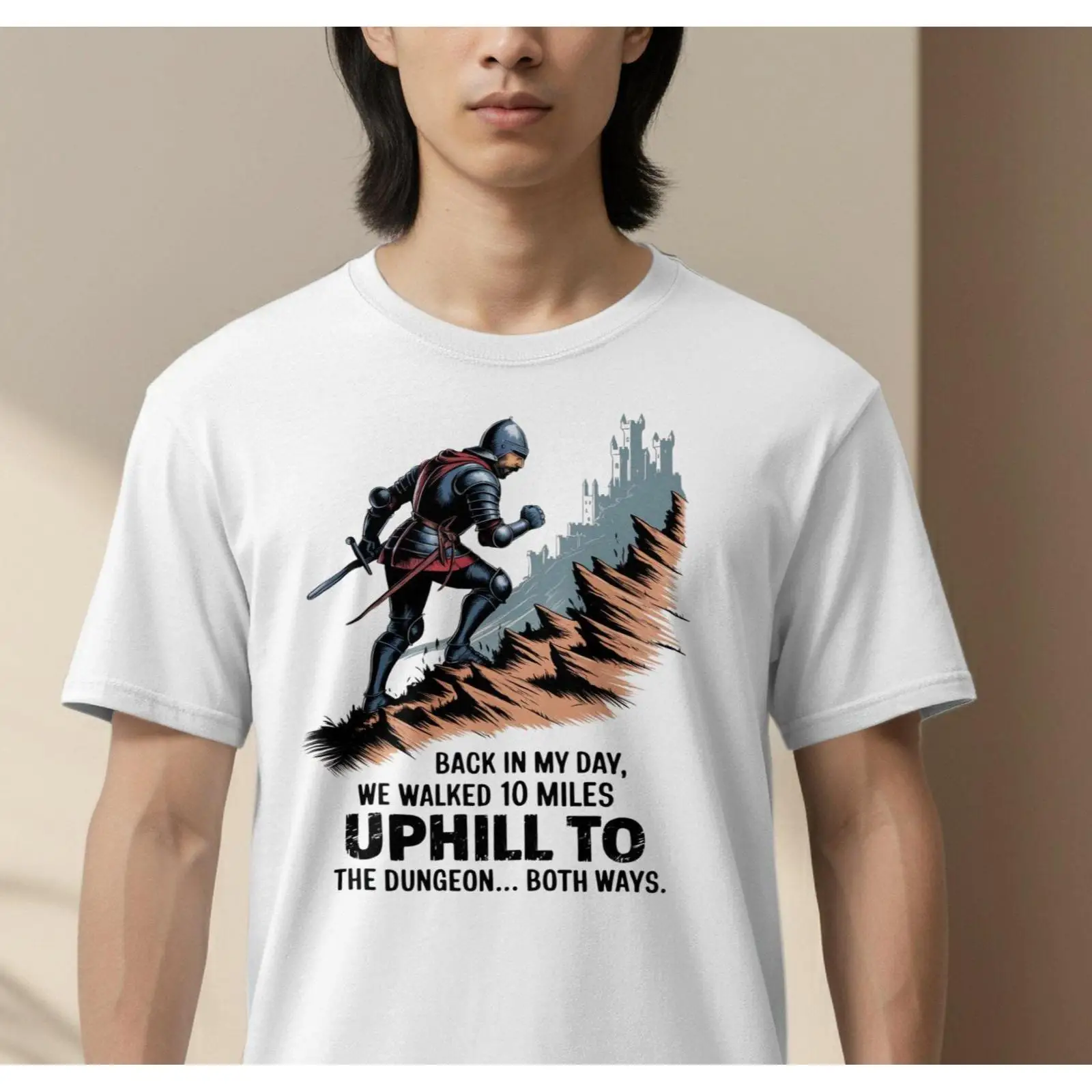 Funny Knight T Shirt Uphill Du - Retro Gaming Ideas review and price